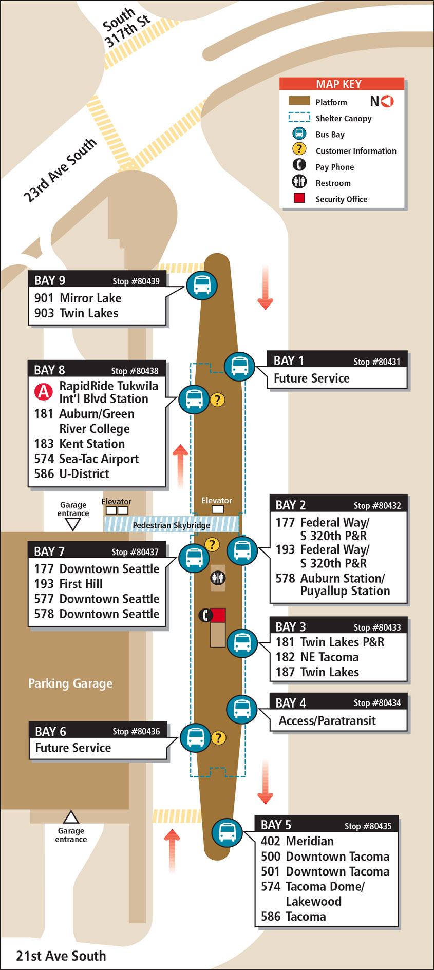 Federal Way Transit Center boarding location map