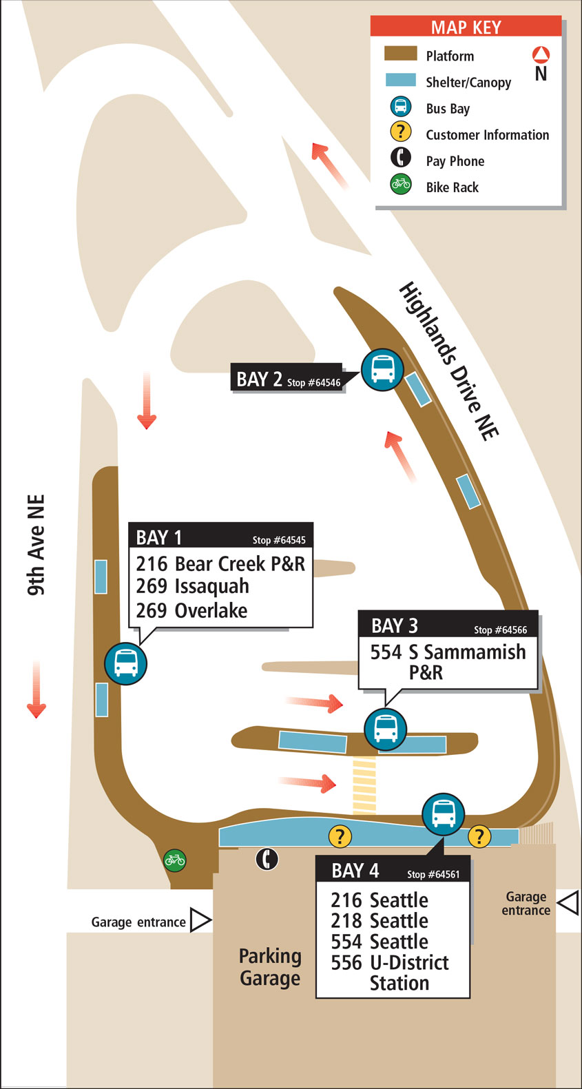 Issaquah Highlands Park & Ride boarding location map