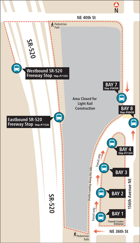 Overlake Transit Center boarding location map