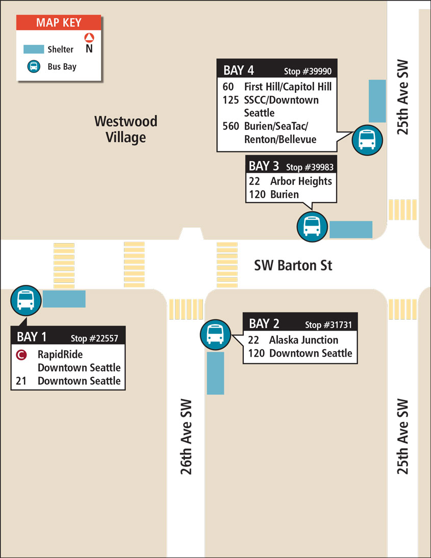Westwood Village boarding location map