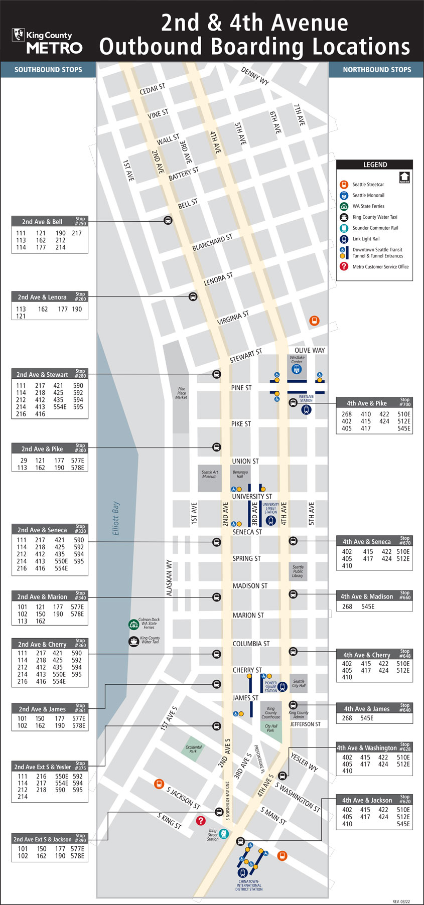 2nd & 4th Avenue boarding location map