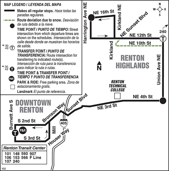 Map for Route 105