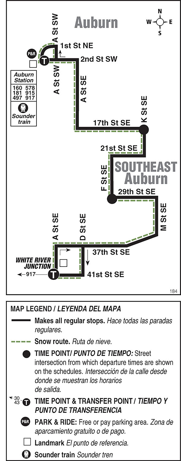 Map for Route 184