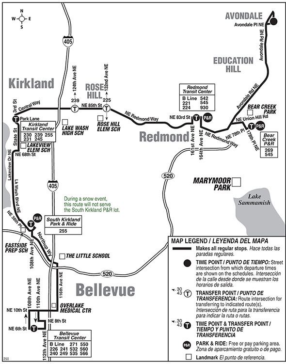 Map for Route 250