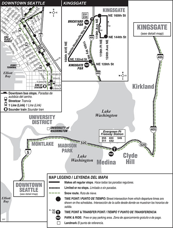 Map for Route 257