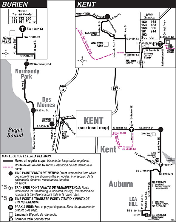 Map for Route 165