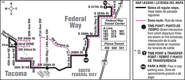 Map for Route 182