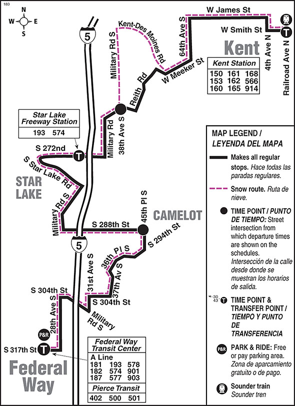 Map for Route 183