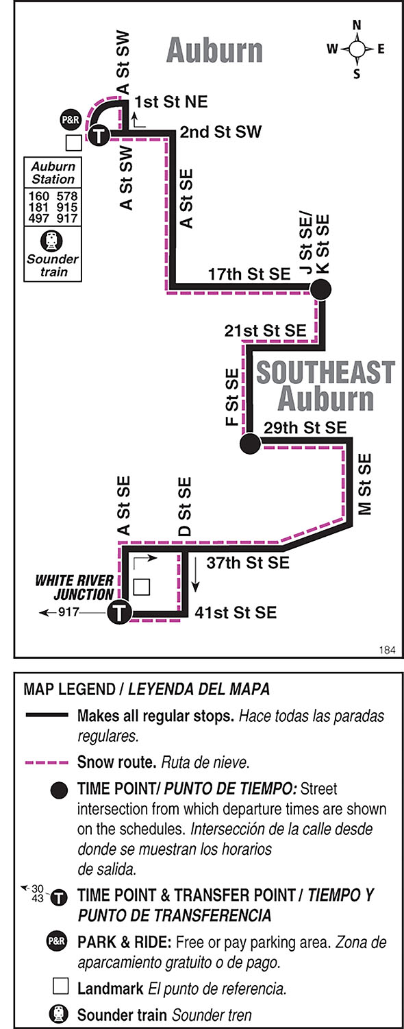 Map for Route 184