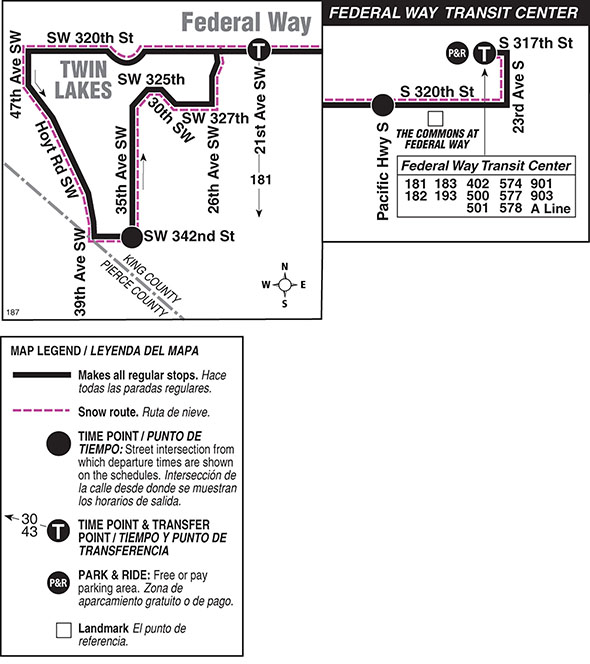 Map for Route 187