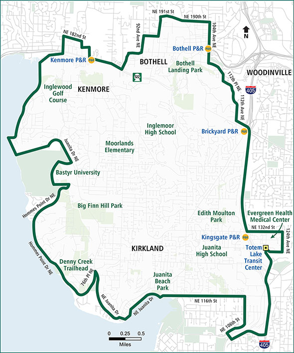 Map for Community Ride - Juanita Area 