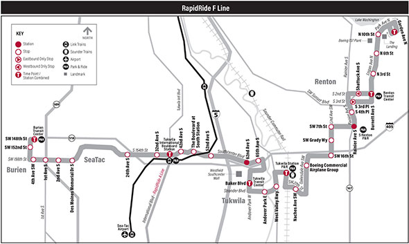 Map for RapidRide F Line