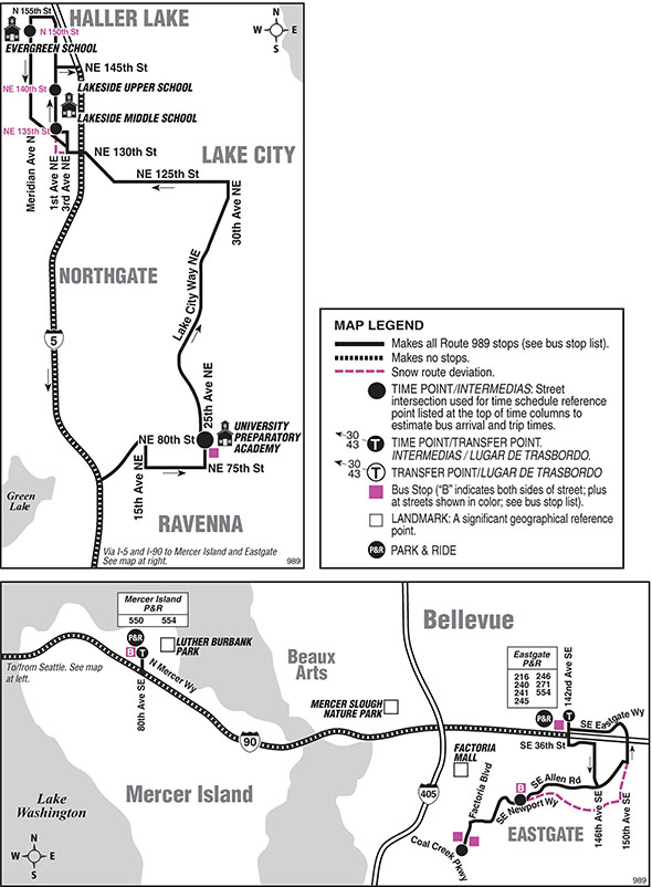 Map for Route 989