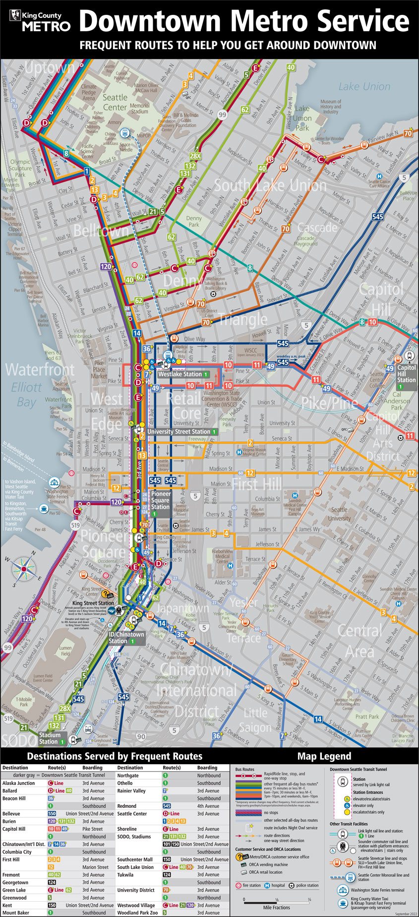 Downtown Seattle Frequent Route Map
