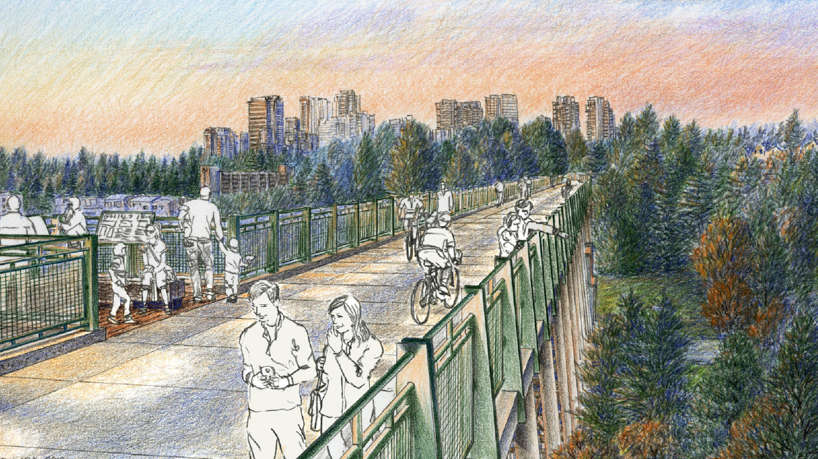 A pencil sketch artist's rendering of how the trestle will look. 