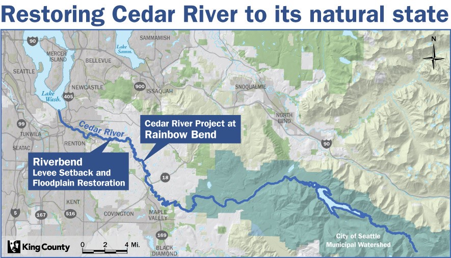 A map showing the Cedar River.