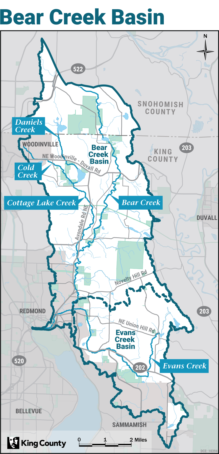 A map displaying the Bear Creek Basin.