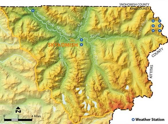 Skykomish River Weather Stations Map