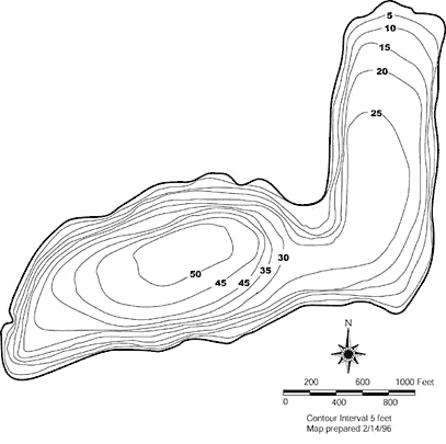 Angle Lake depth map with bathymetric contours