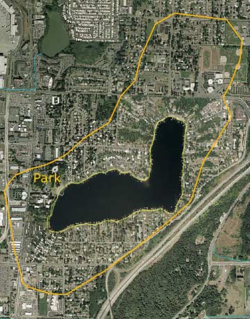 Angle Lake aerial photo map with drainage area
