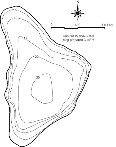 Cottage Lake bathymetric contour map