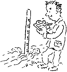 Illustration of man measuring water levels