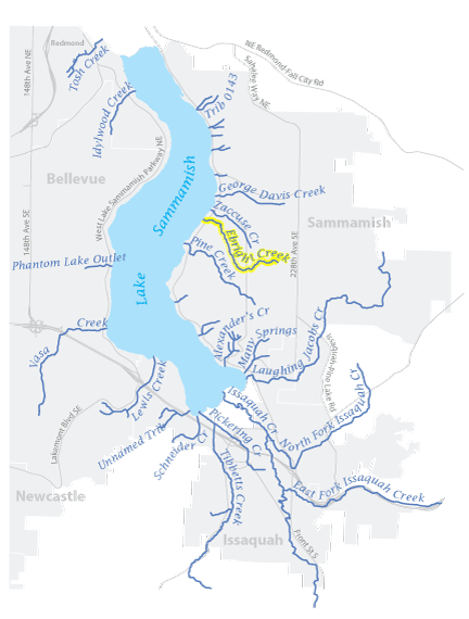 Lake Sammamish Kokanee Cam location map
