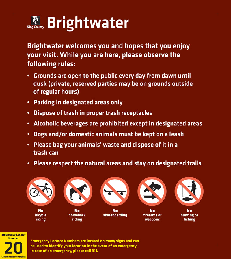 Brightwater Center Trail Rules King County