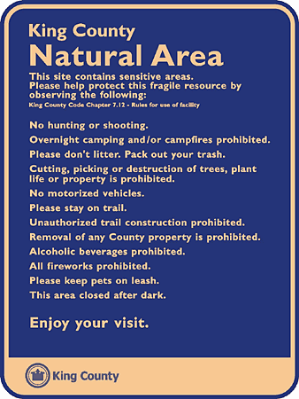 Natural area rules sign