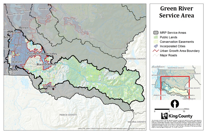 Map of Green River Service Area for King County Mitigation Reserves Program