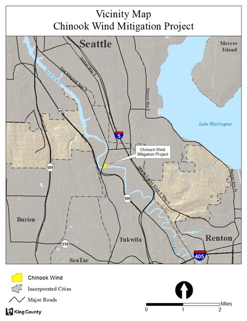 Location  map of the Chinook Wind estuary project on the Duwamish River