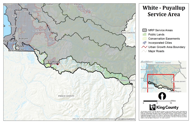 Map of White Puyallup Service Area for King County Mitigation Reserves Program