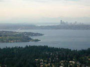 Lake Washington looking west toward the Olympics