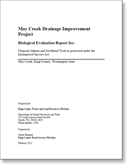 May Creek Drainage Improvement Biological Evaluation Report cover