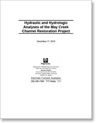 Report cover, Hydraulic and Hydrologic Analyses of the May Creek Channel Restoration Project