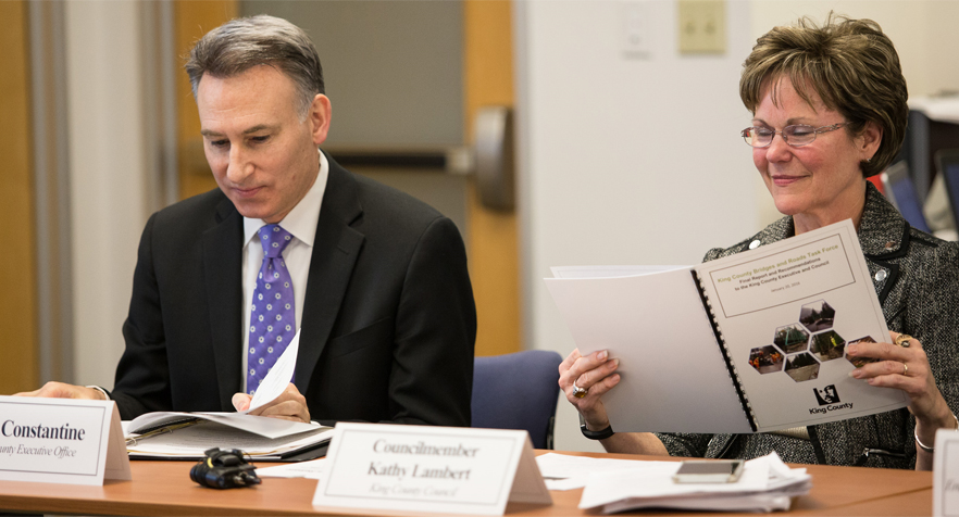 King County Executive Dow Constantine and King County Councilmember Kathy Lambert