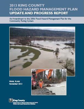 Click this thumbnail image of the cover of the 2013 King County Flood Hazard Management Plan Update to open the document.