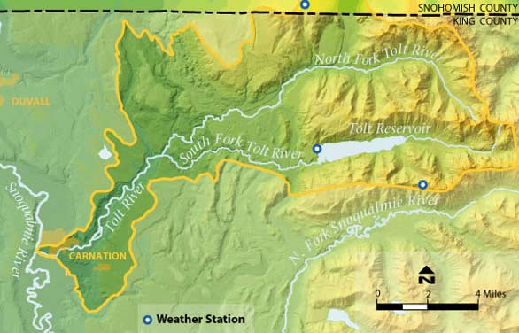 Tolt River gages map